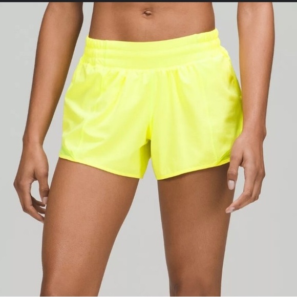 Lululemon Women's Hottie Hot Low Rise Athletic Running Shorts Neon Yellow Size 6 - Picture 1 of 15